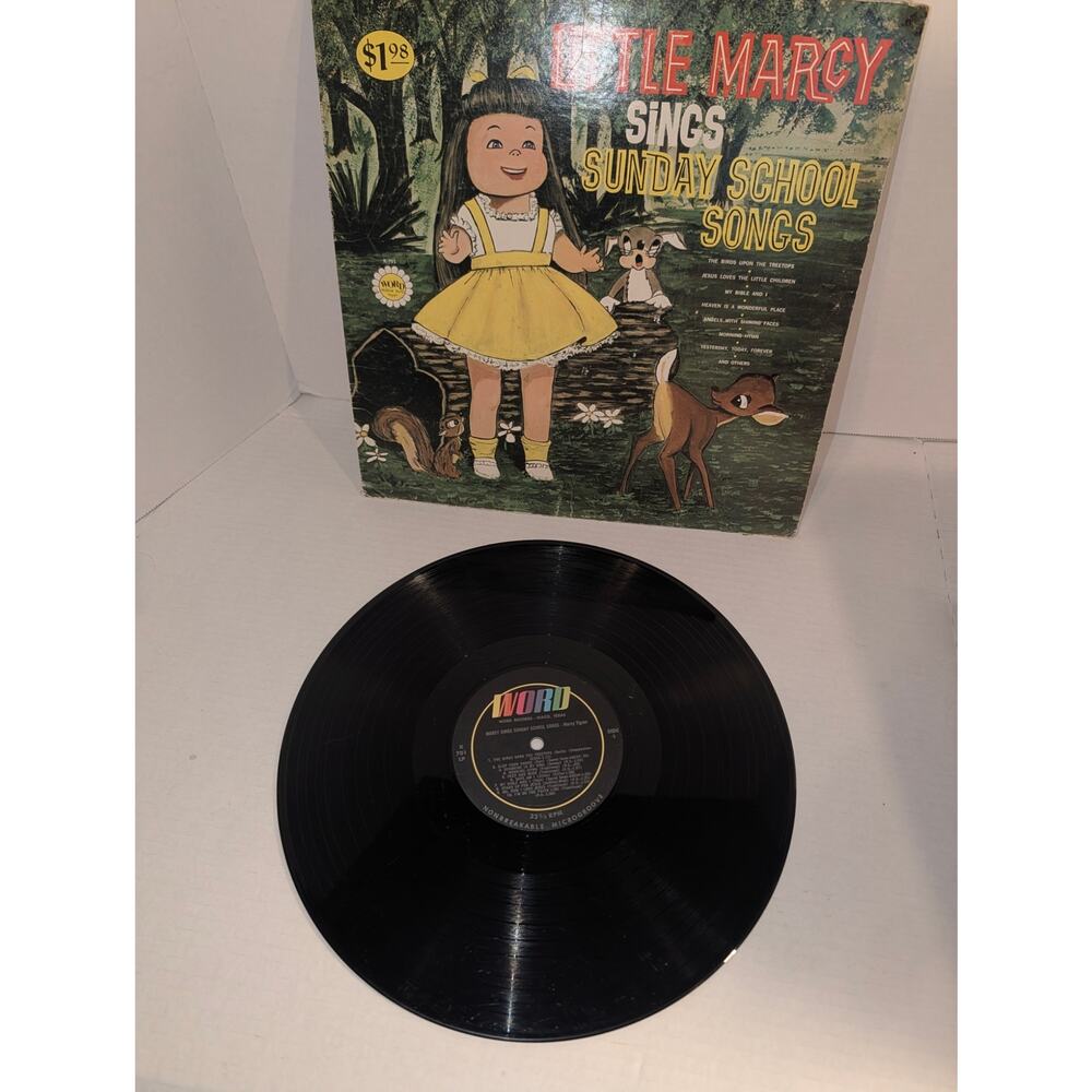 Vintage 1967 Little Marcy Sings Sunday School Songs Vinyl Record K-701 Word Rare